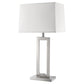 HomeRoots Riley 1-Light Table Lamp With Off White Shantung Shade and Brushed Nickel Finish