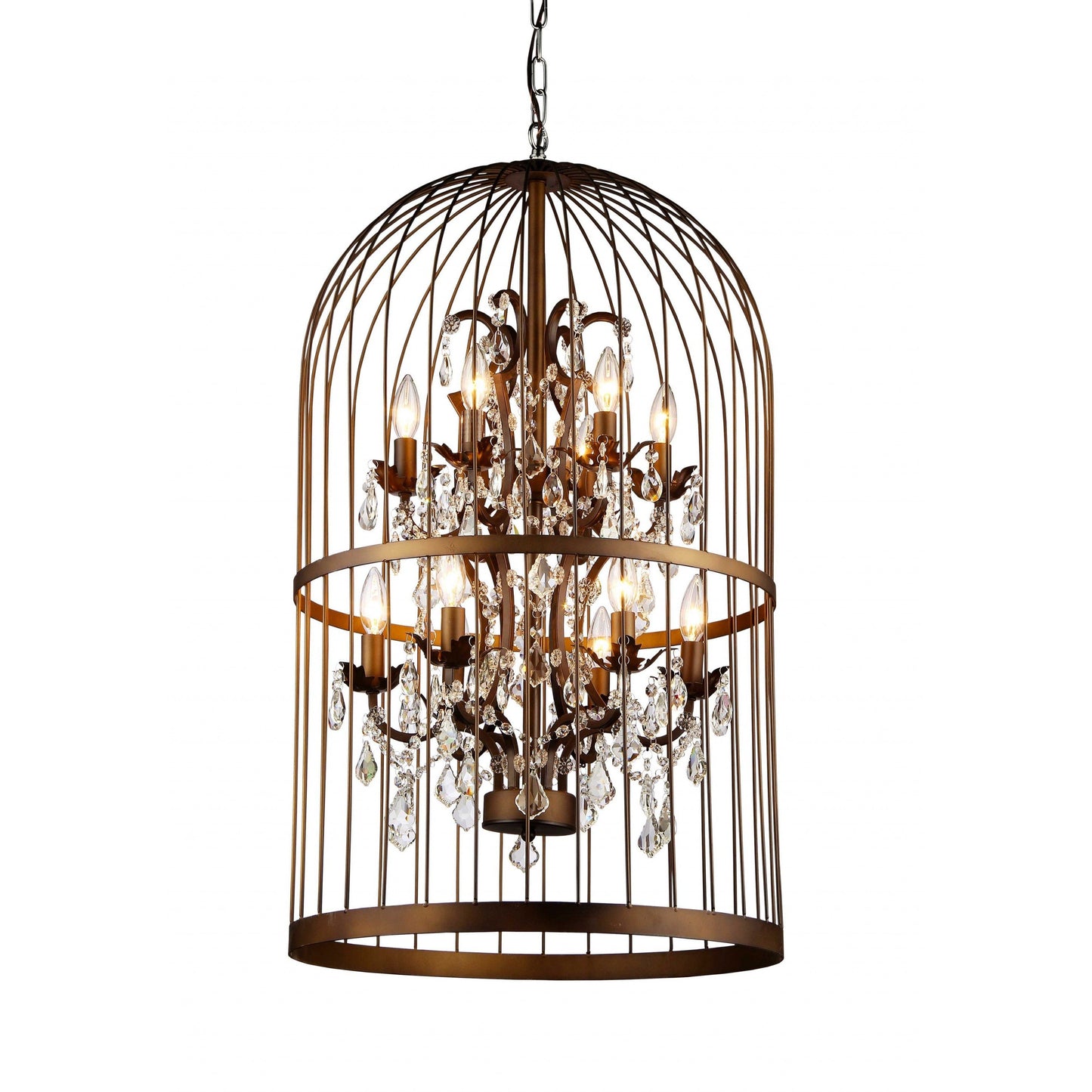 HomeRoots Rinee III Cage Chandelier In Bronze Finish