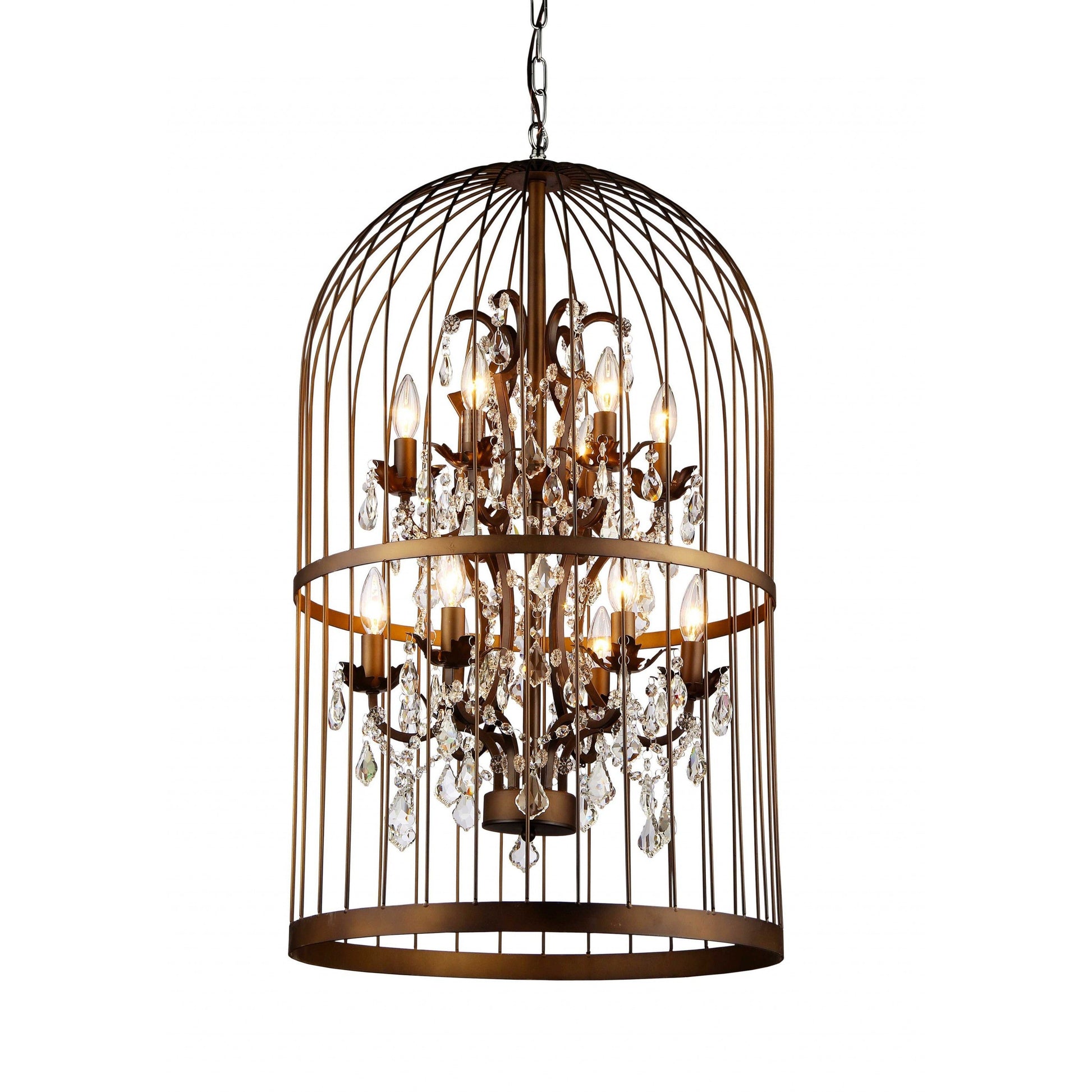 HomeRoots Rinee III Cage Chandelier In Bronze Finish