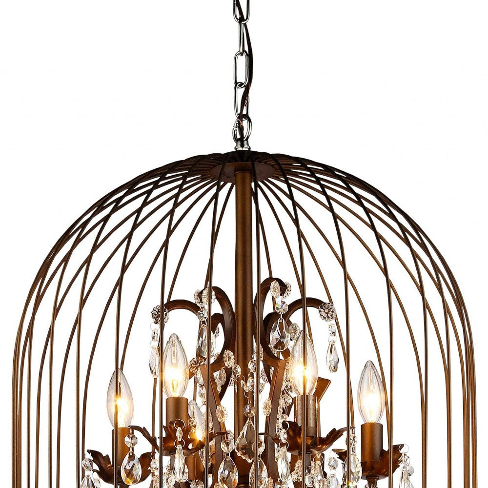 HomeRoots Rinee III Cage Chandelier In Bronze Finish