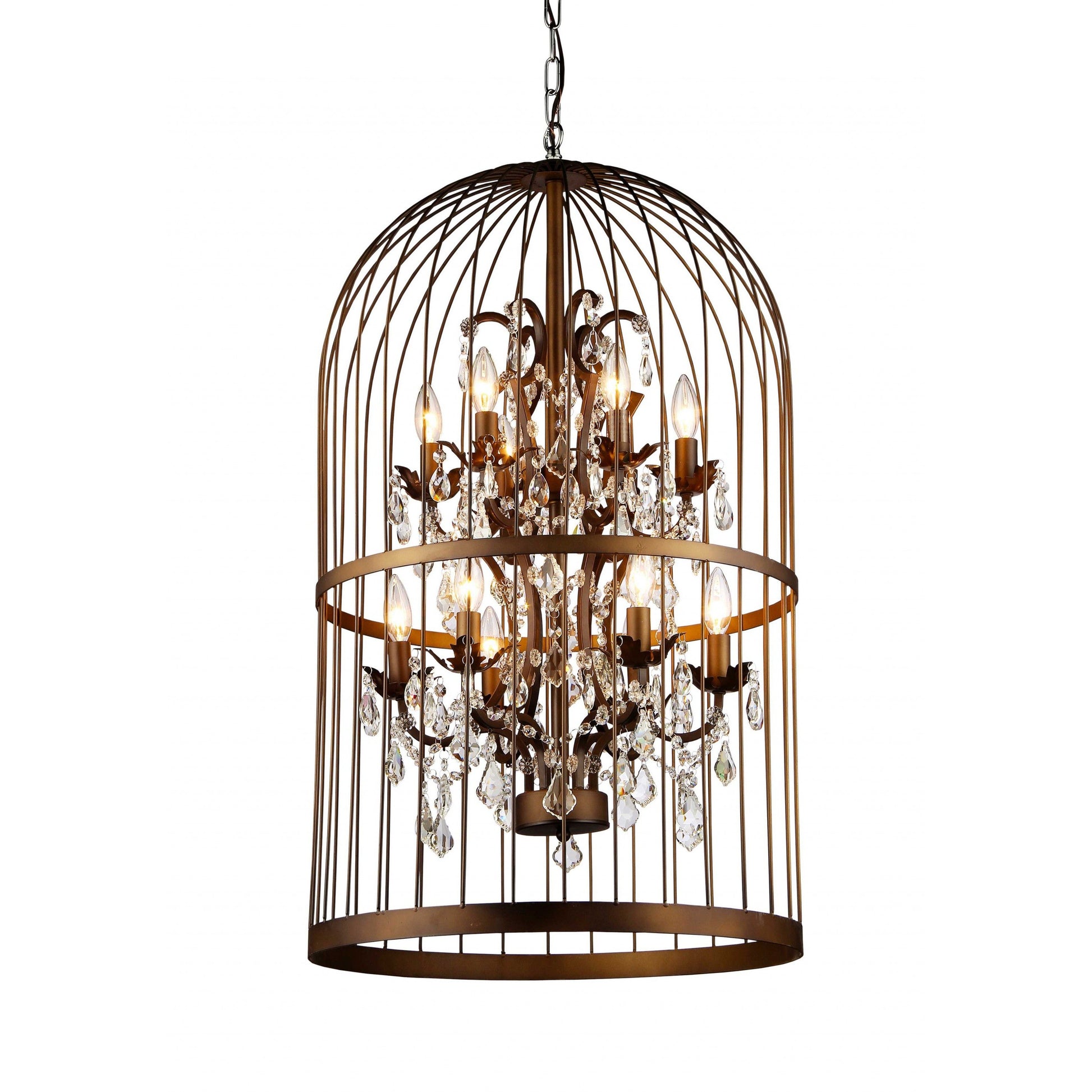 HomeRoots Rinee III Cage Chandelier In Bronze Finish