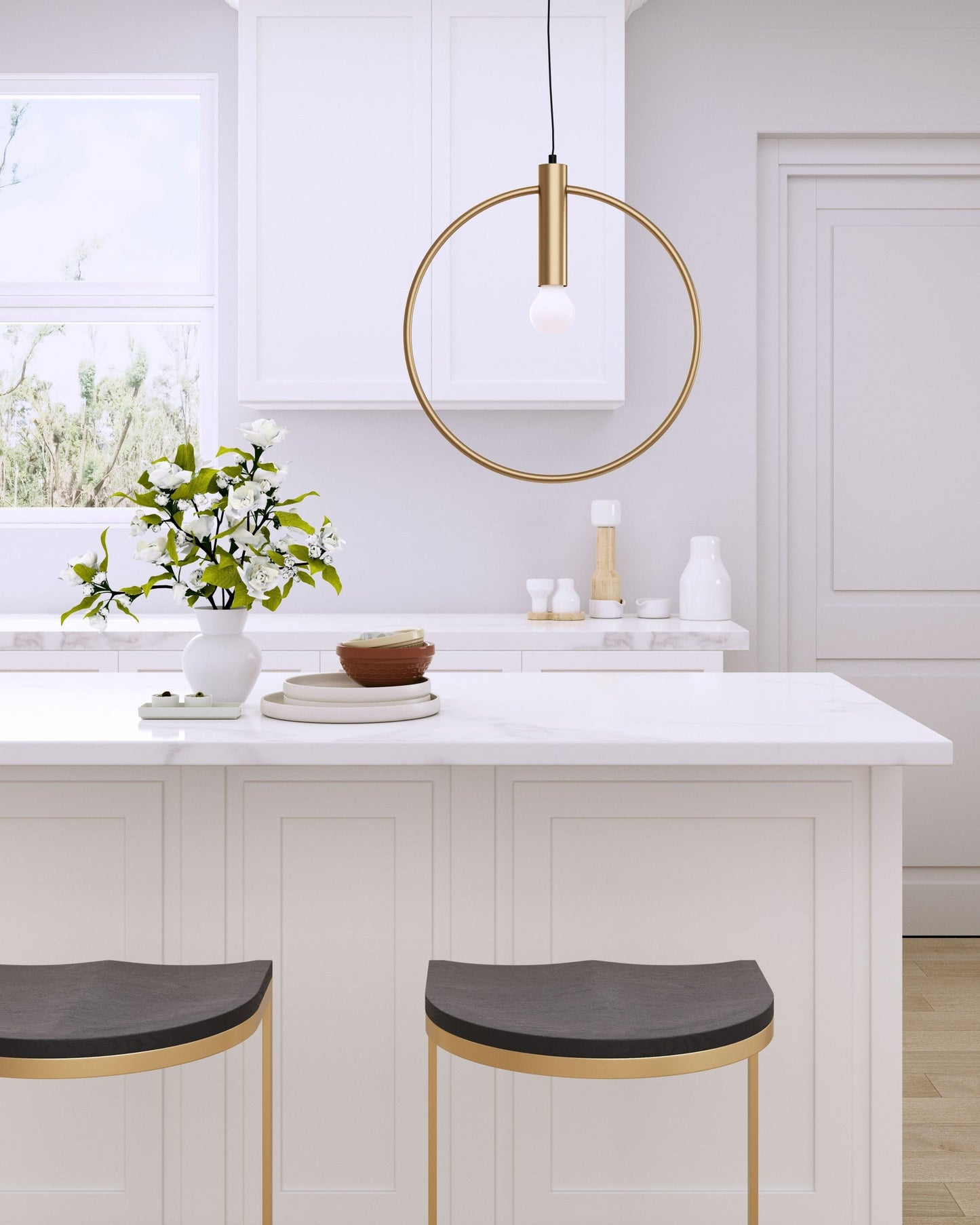 HomeRoots Ring Ceiling Lamp in Gold Finish