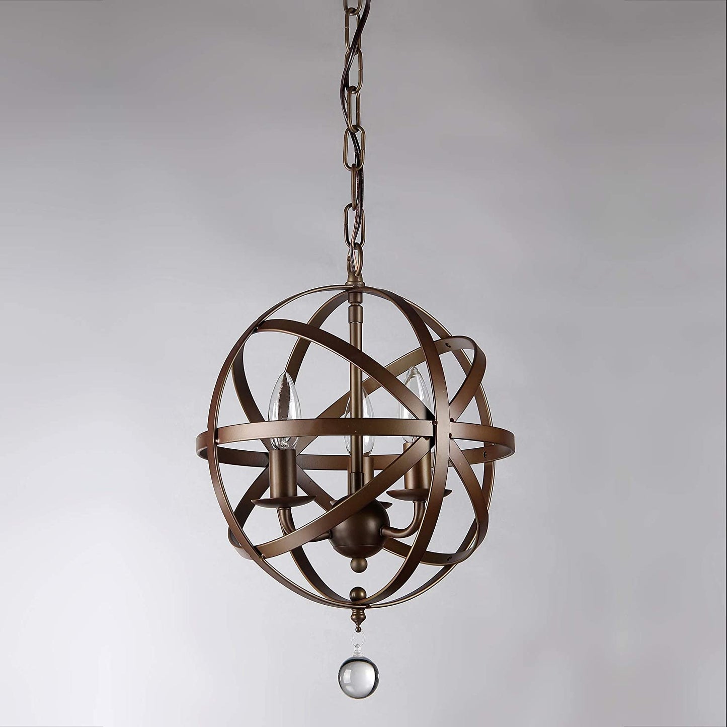 HomeRoots Riza 12" Crystal Chandelier In Antique Bronze Finish