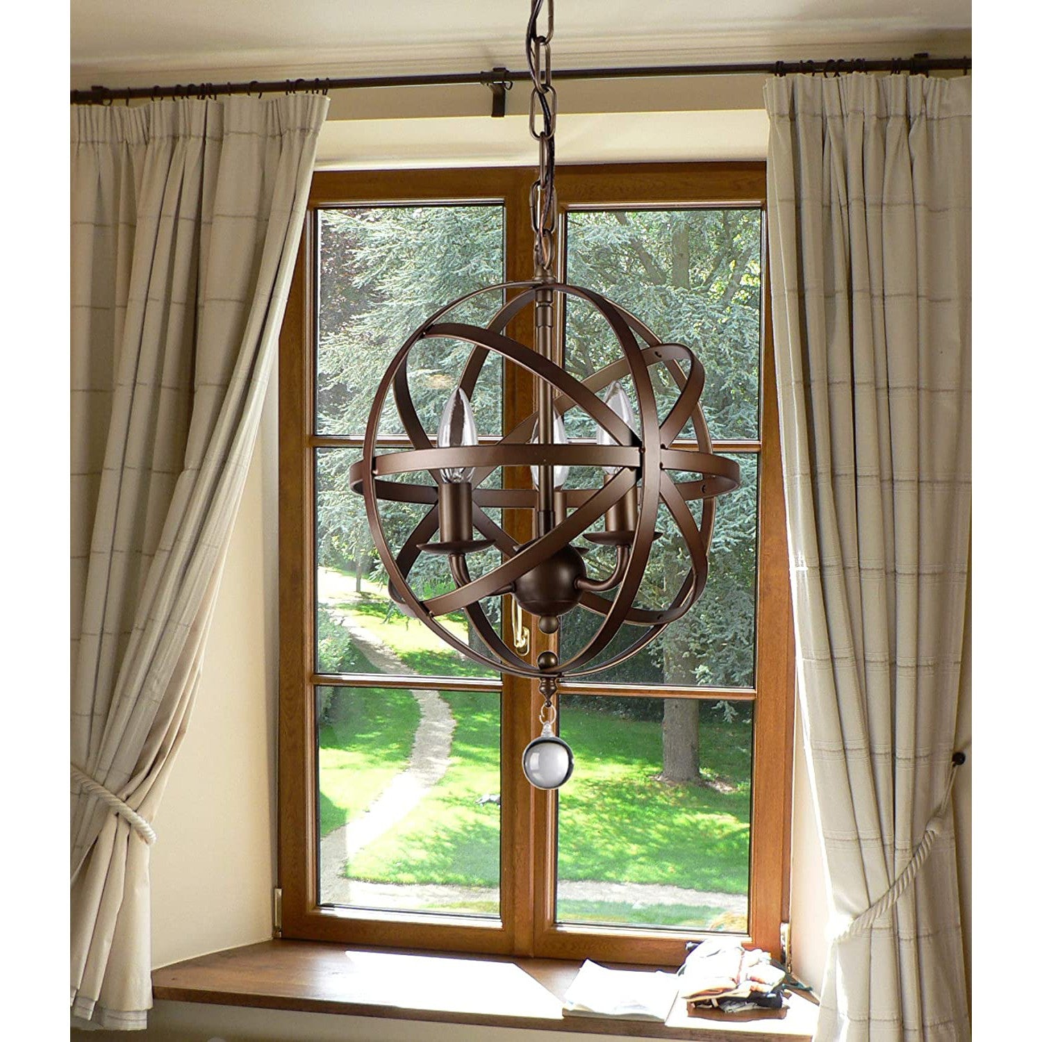 HomeRoots Riza 12" Crystal Chandelier In Antique Bronze Finish