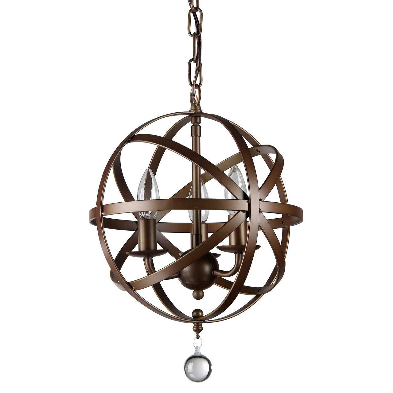 HomeRoots Riza 12" Crystal Chandelier In Antique Bronze Finish