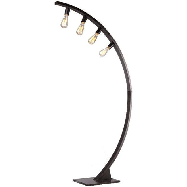 HomeRoots Robelim Arch Floor Lamp With Edison Bulbs In Antique Black Finish