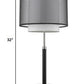 HomeRoots Roosevelt 1-Light Espresso And Brushed Nickel Table Lamp With Smoke Gray Shantung Two Tier Shade