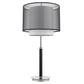 HomeRoots Roosevelt 1-Light Espresso And Brushed Nickel Table Lamp With Smoke Gray Shantung Two Tier Shade