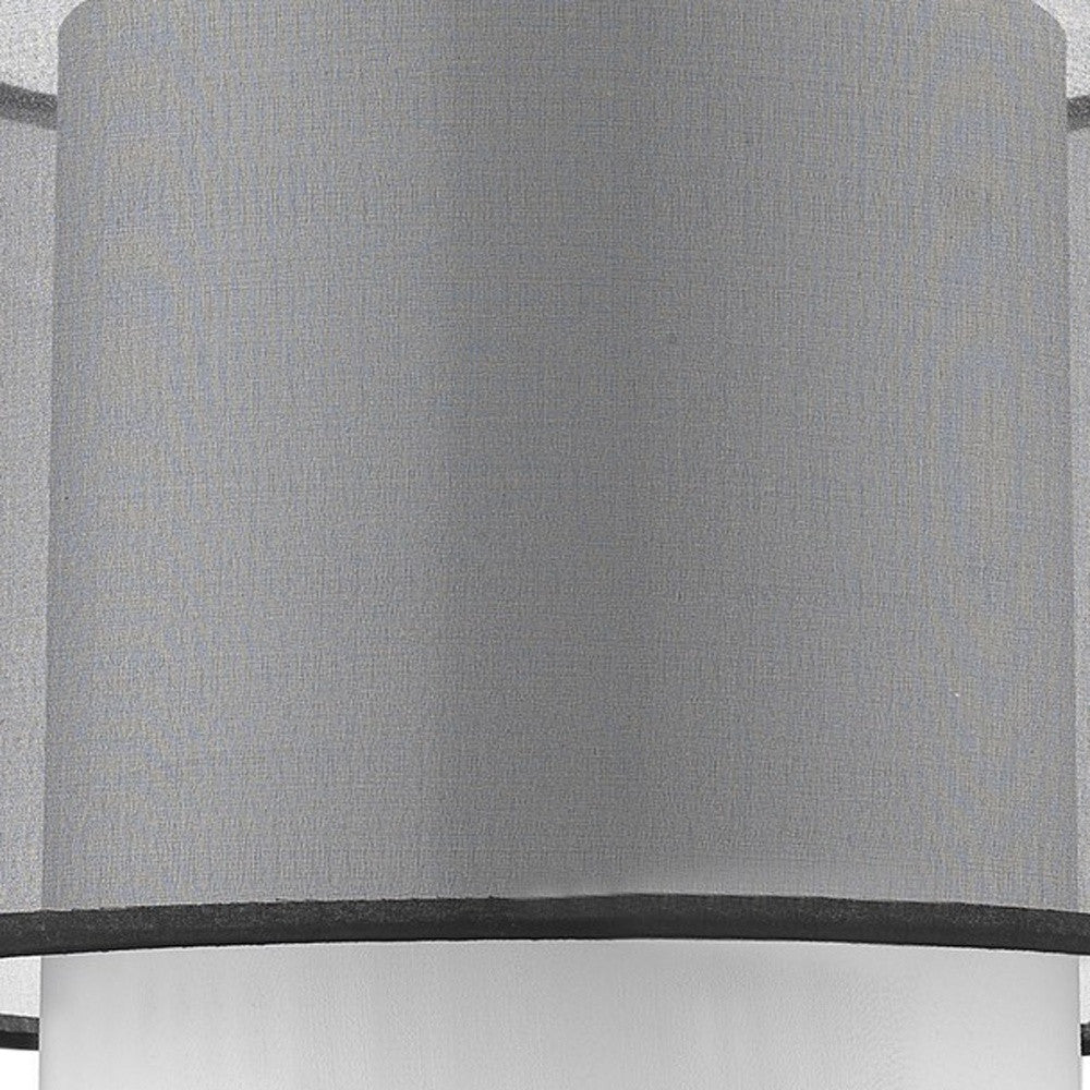 HomeRoots Roosevelt 1-Light Espresso And Brushed Nickel Table Lamp With Smoke Gray Shantung Two Tier Shade