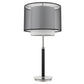 HomeRoots Roosevelt 1-Light Espresso And Brushed Nickel Table Lamp With Smoke Gray Shantung Two Tier Shade