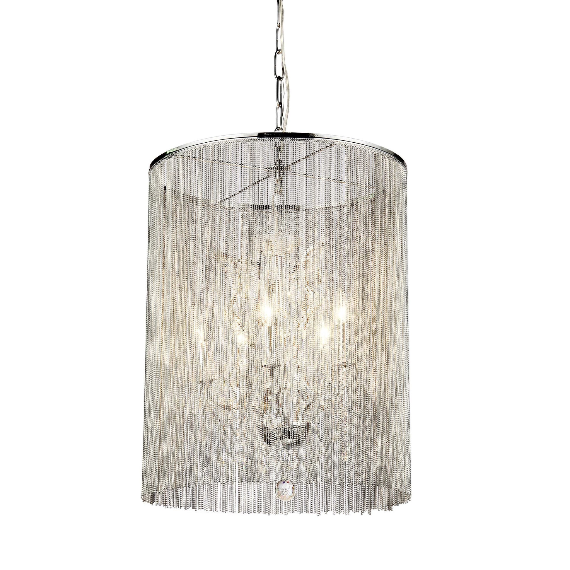HomeRoots Rosalias Chain Crystal Chandelier In Silver Finish