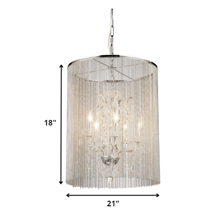 HomeRoots Rosalias Chain Crystal Chandelier In Silver Finish