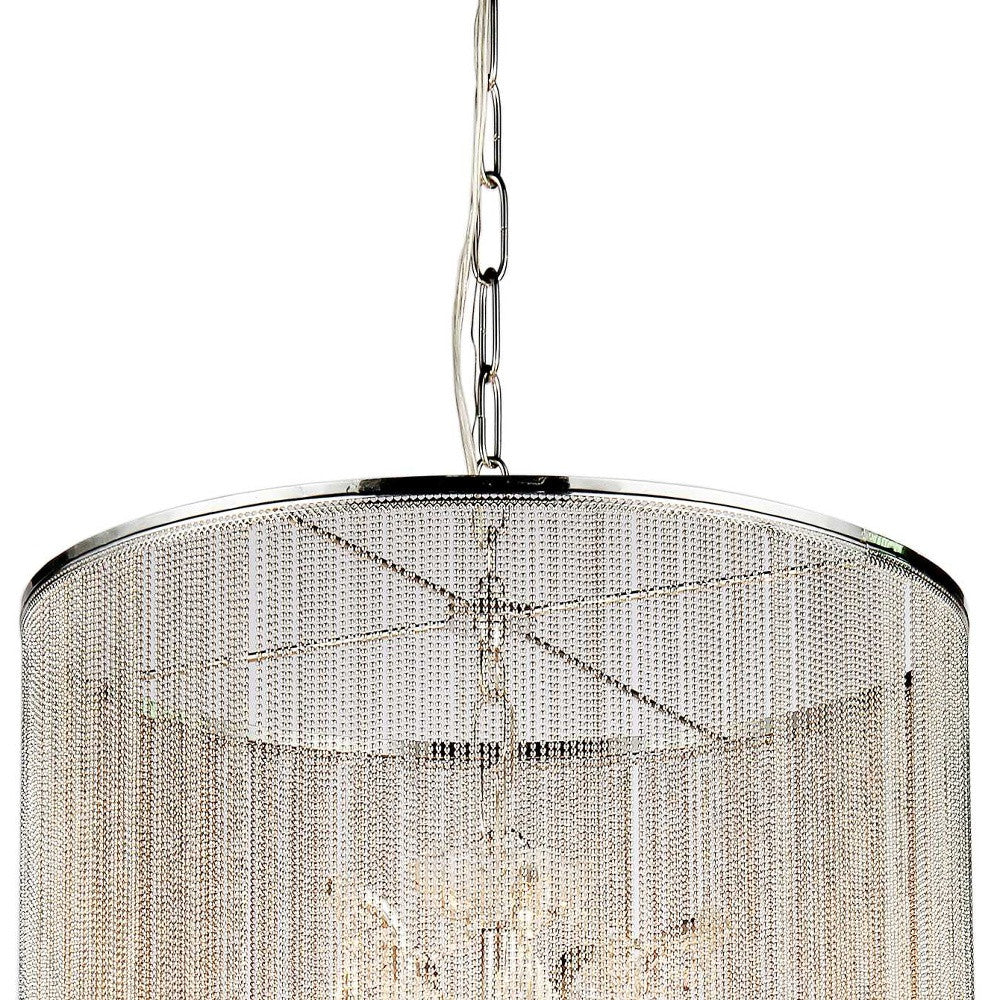 HomeRoots Rosalias Chain Crystal Chandelier In Silver Finish
