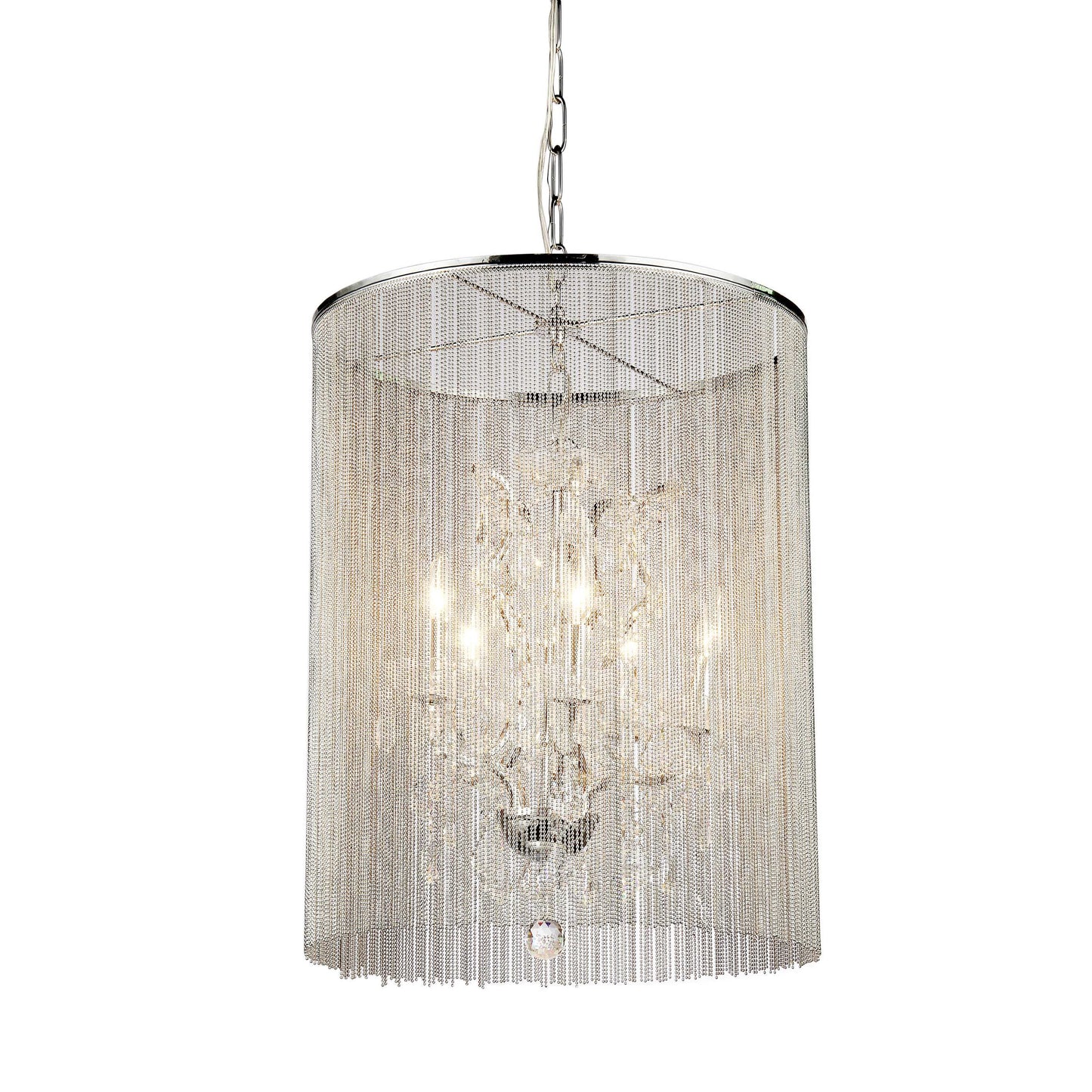 HomeRoots Rosalias Chain Crystal Chandelier In Silver Finish