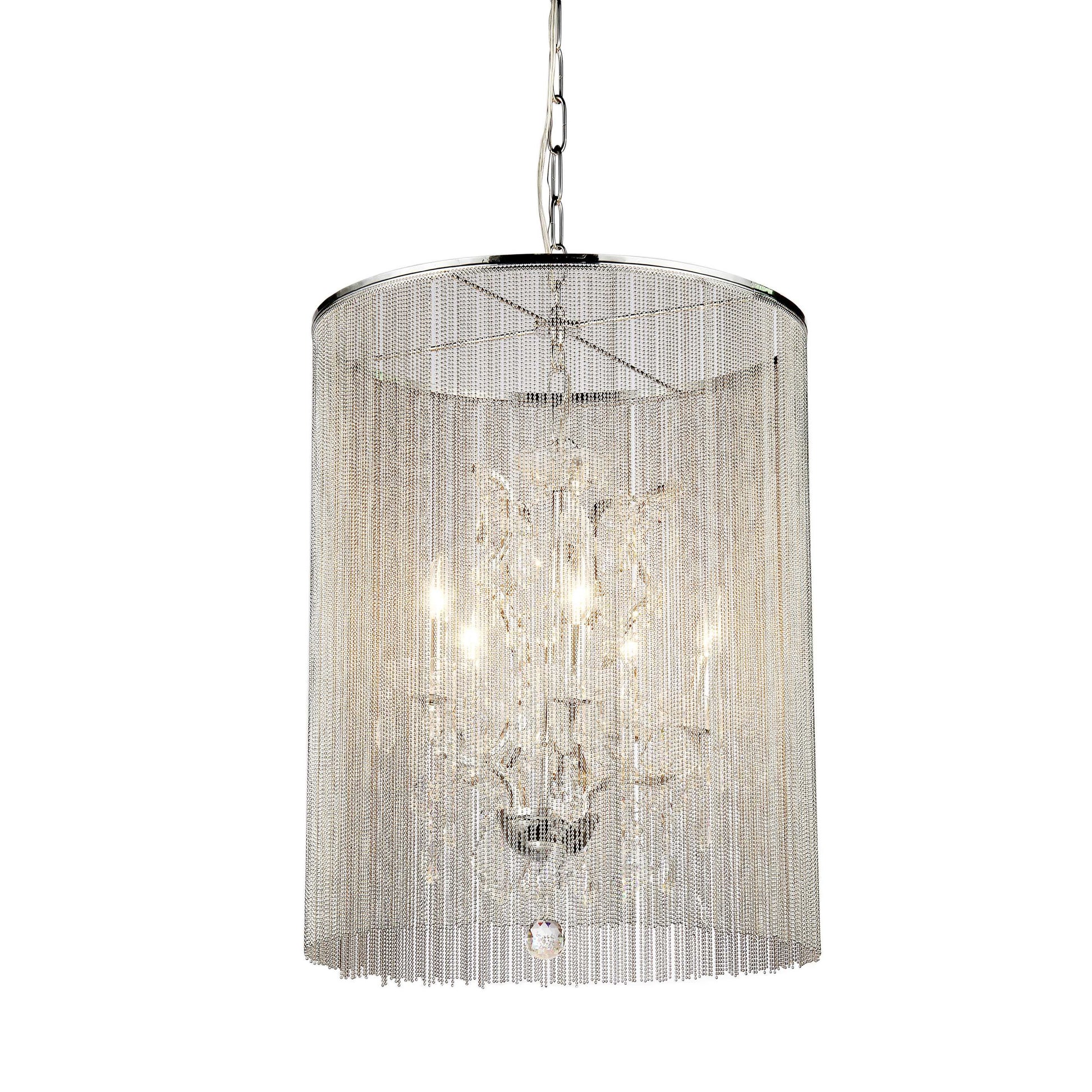 HomeRoots Rosalias Chain Crystal Chandelier In Silver Finish
