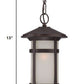 HomeRoots Round White Glass Hanging Light in Antique Bronze Finish