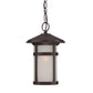 HomeRoots Round White Glass Hanging Light in Antique Bronze Finish