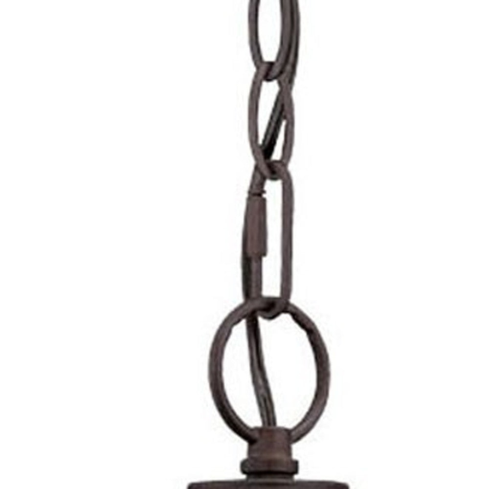 HomeRoots Round White Glass Hanging Light in Antique Bronze Finish