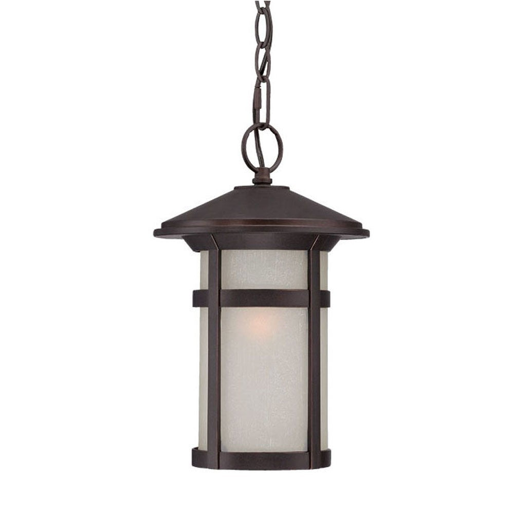 HomeRoots Round White Glass Hanging Light in Antique Bronze Finish