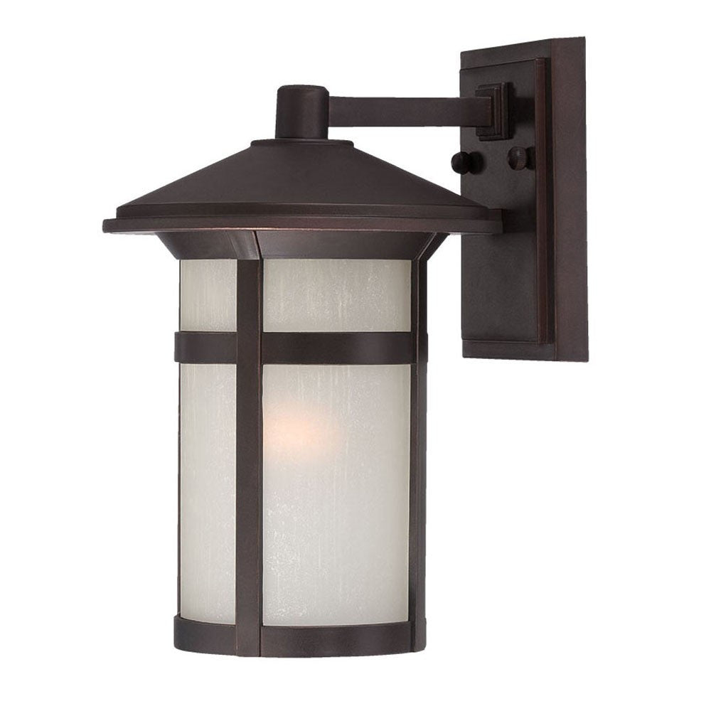 HomeRoots Round White Glass Wall Light With Antique Bronze Finish