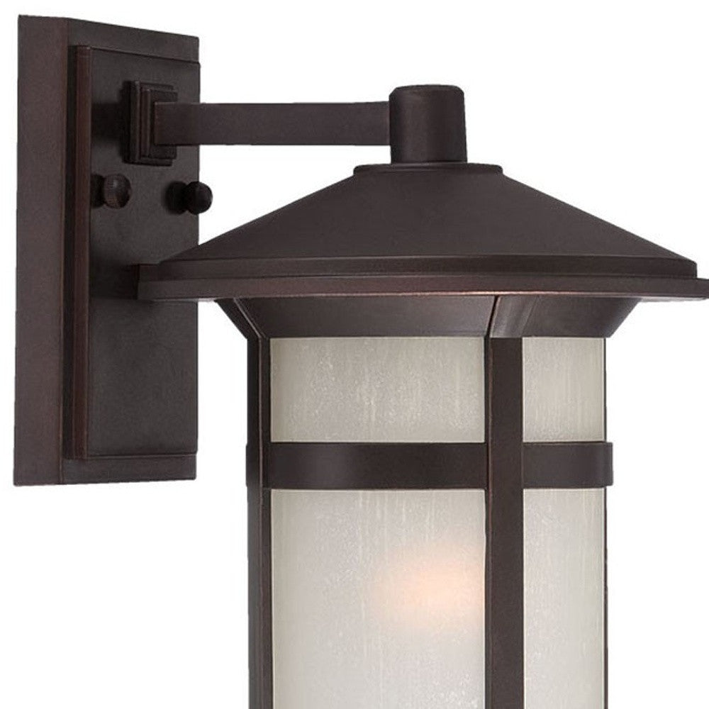 HomeRoots Round White Glass Wall Light With Antique Bronze Finish