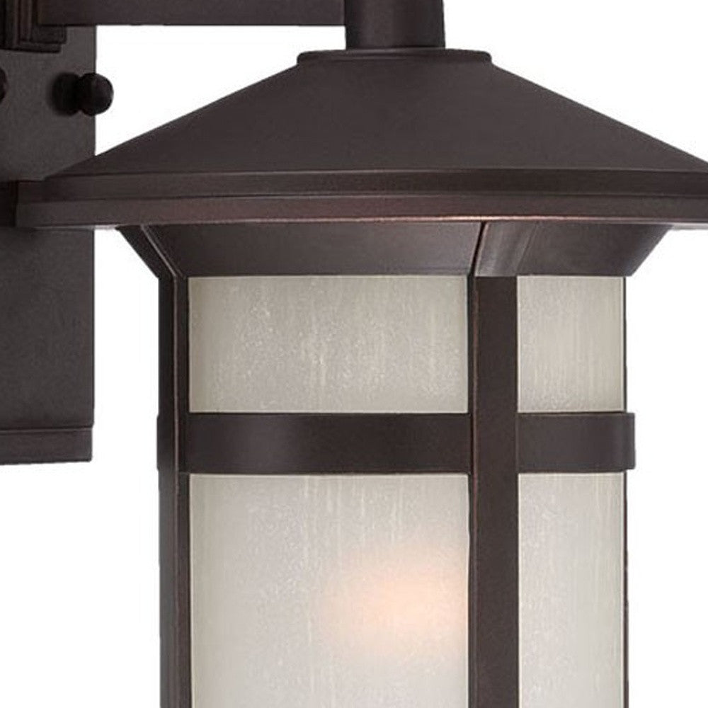 HomeRoots Round White Glass Wall Light With Antique Bronze Finish