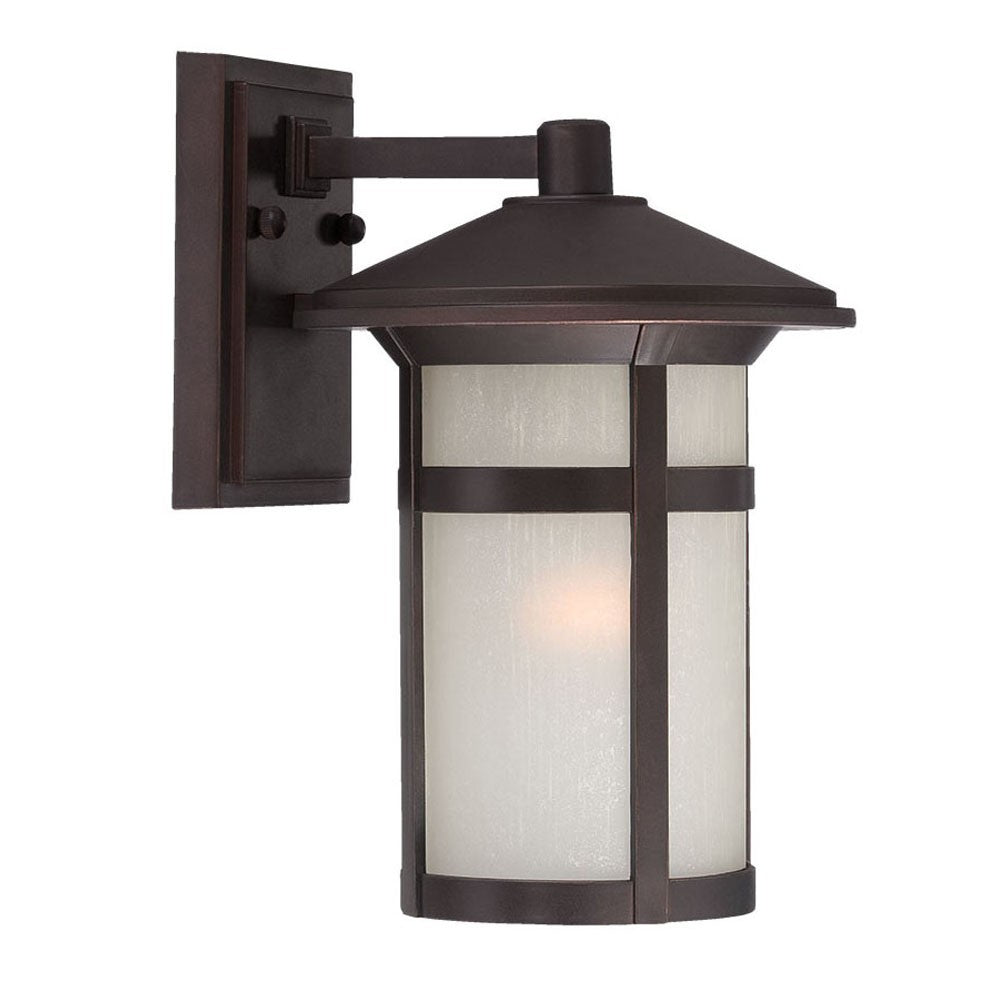HomeRoots Round White Glass Wall Light With Antique Bronze Finish