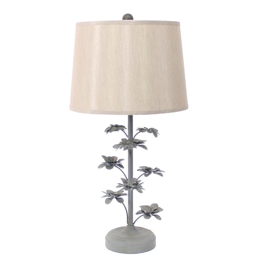 HomeRoots Rustic Flowering Tree Table Lamp In Gray Finish