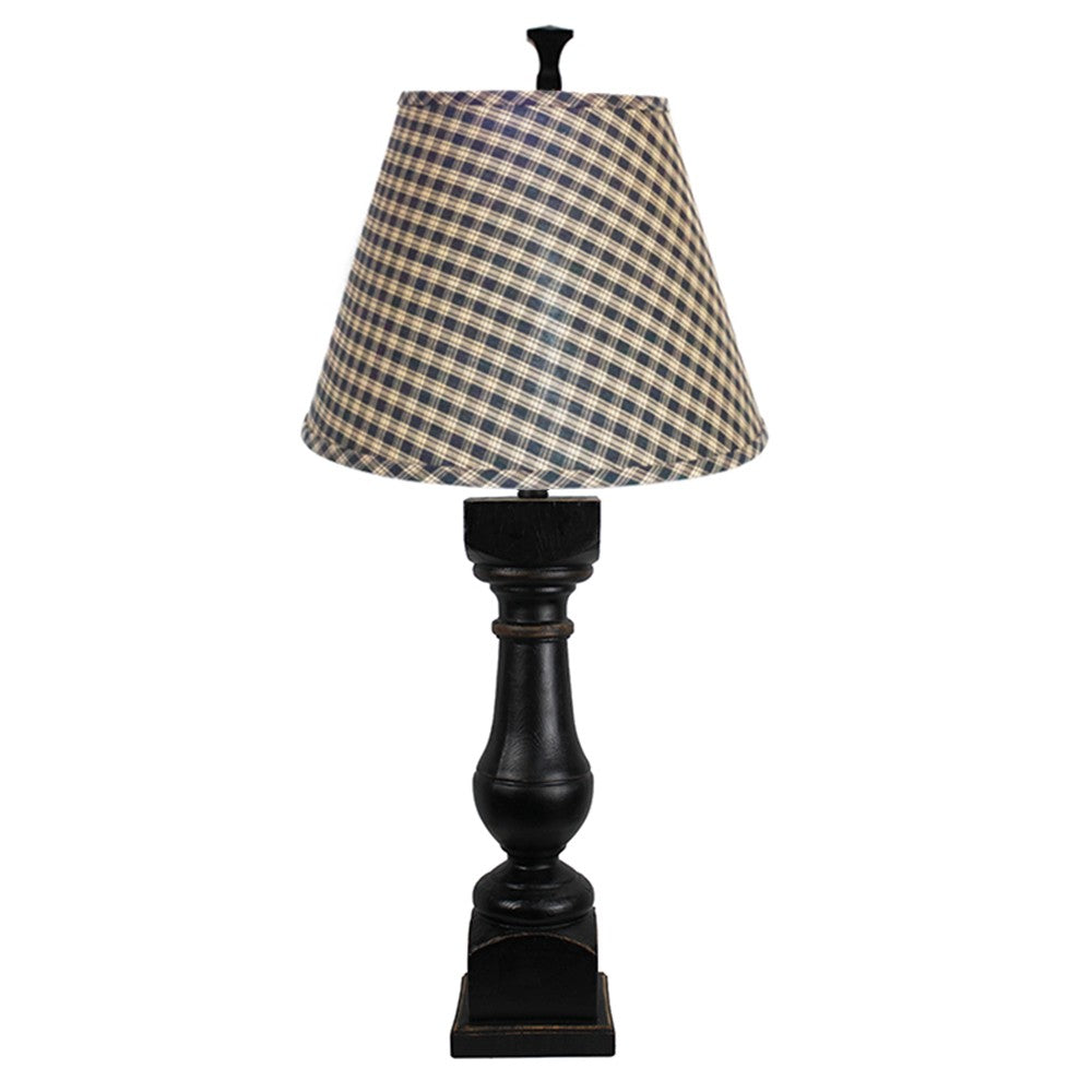 HomeRoots Rustic Table Lamp With Black and Tan Checkered Shade