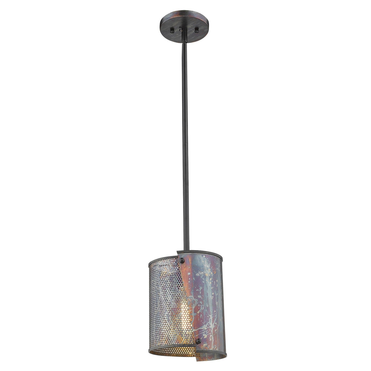 HomeRoots Ryker 1-Light Patina Pendant in Bronze Finish