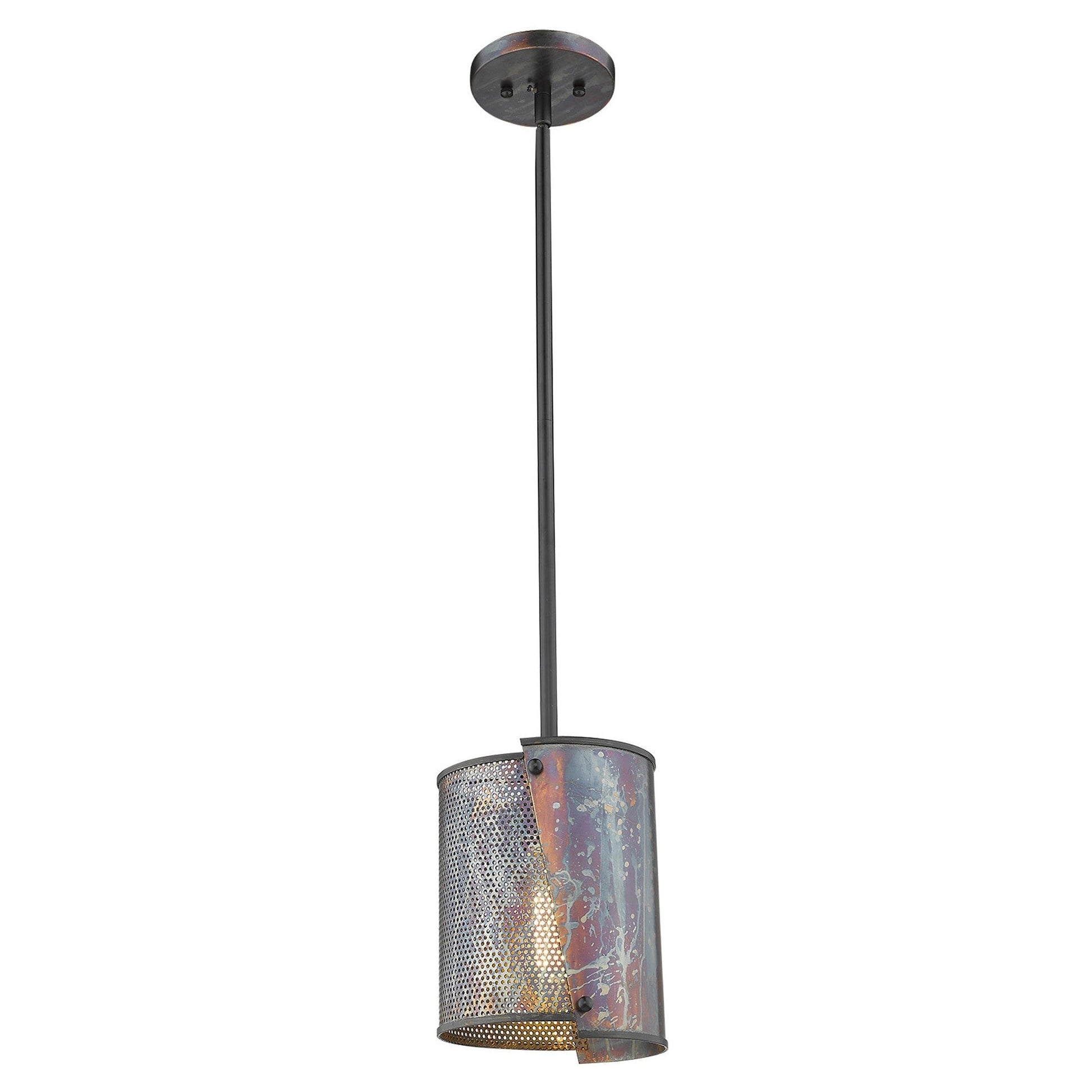 HomeRoots Ryker 1-Light Patina Pendant in Bronze Finish
