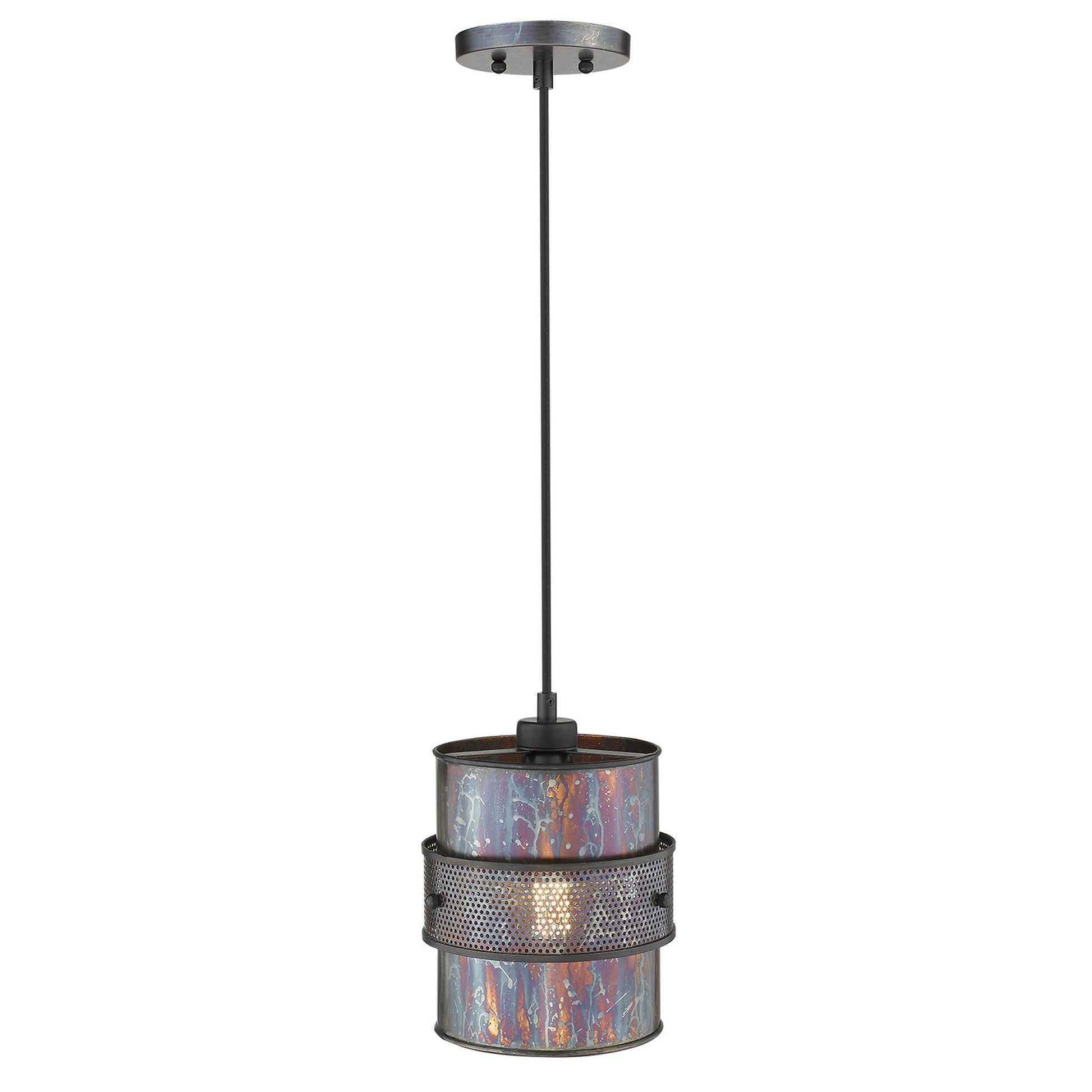 HomeRoots Ryker 1-Light Patina Pendant in Bronze Finish