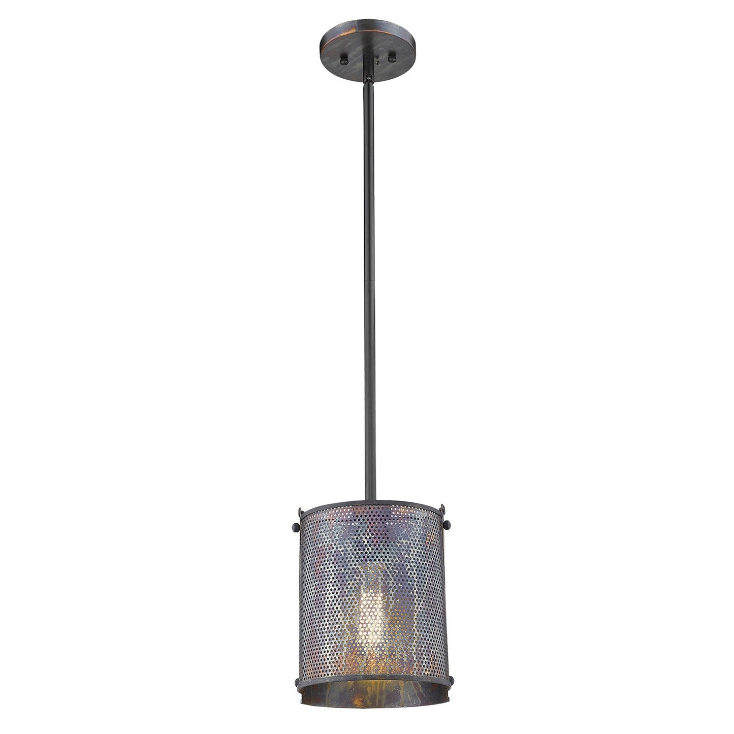 HomeRoots Ryker 1-Light Patina Pendant in Bronze Finish
