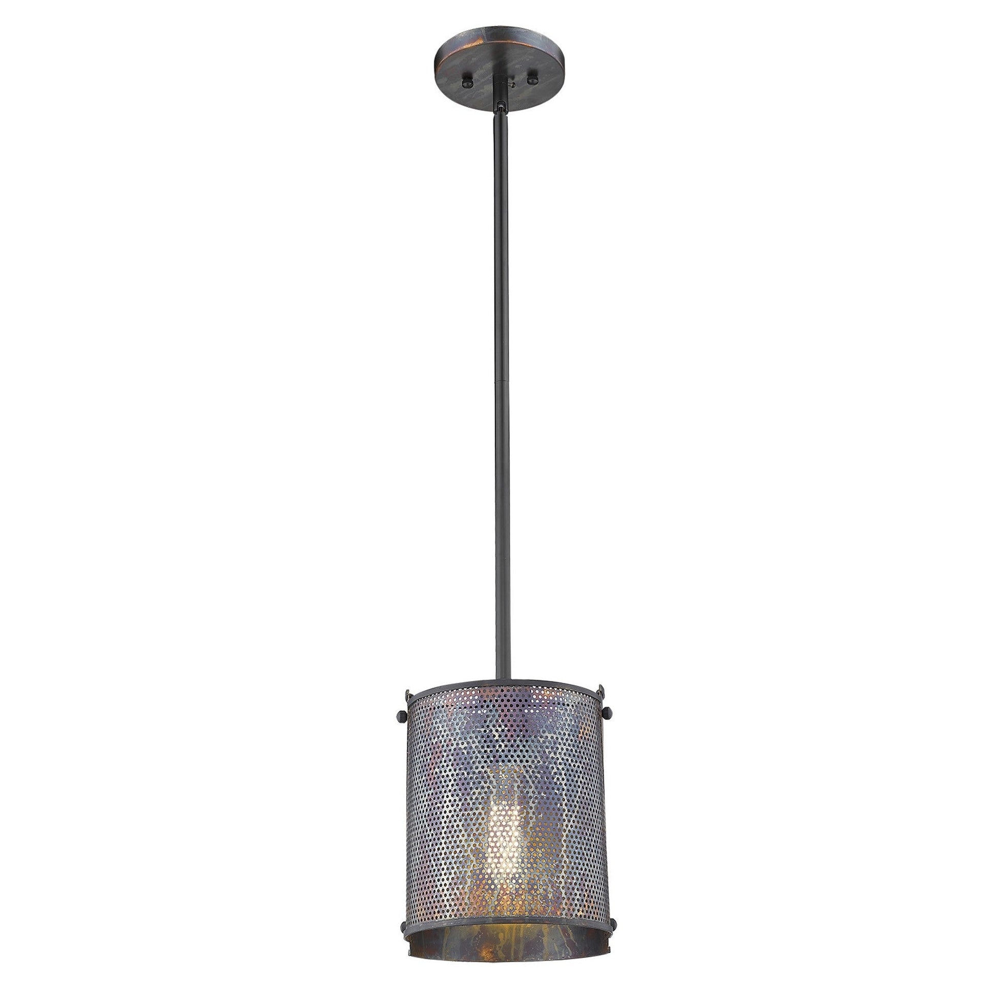 HomeRoots Ryker 1-Light Patina Pendant in Bronze Finish