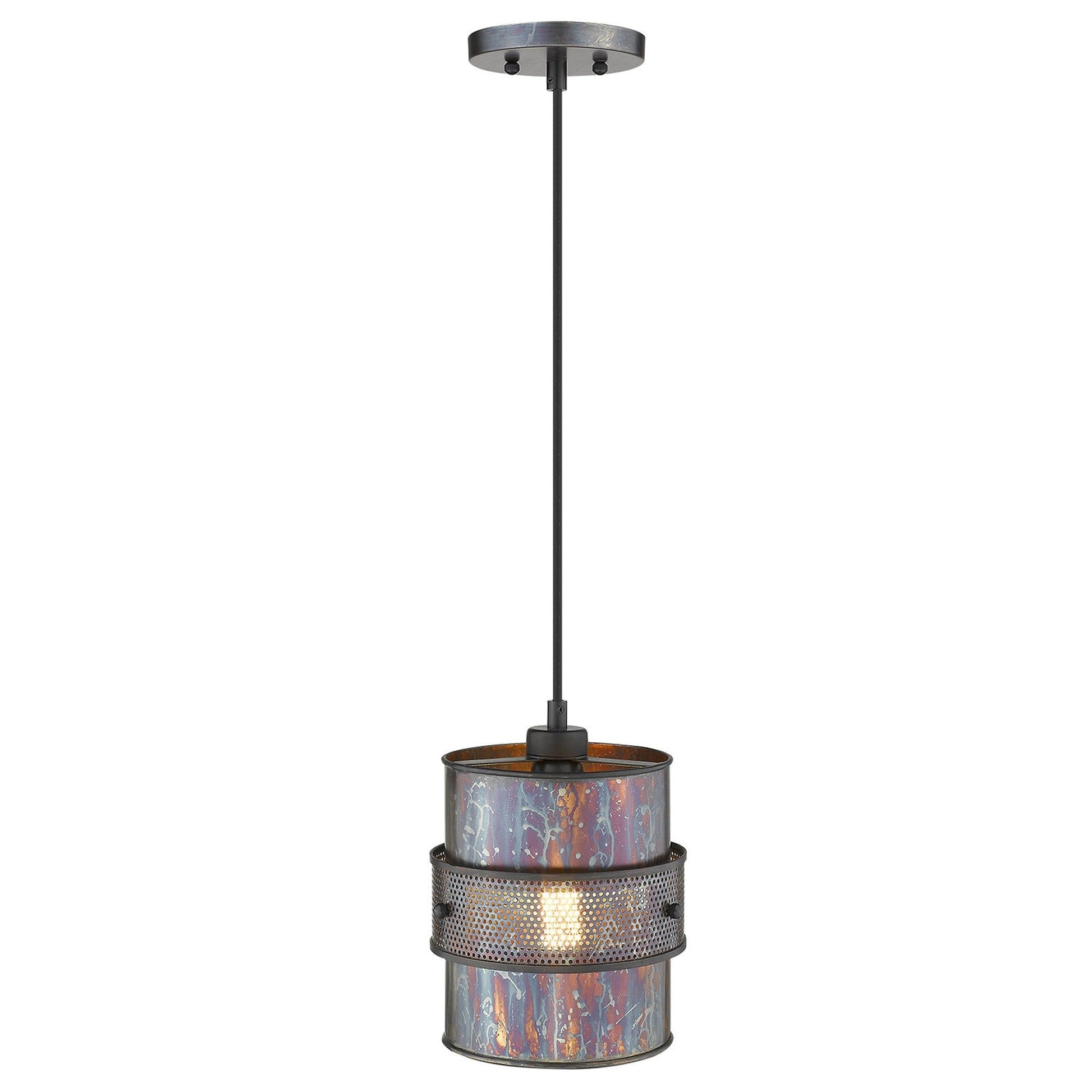 HomeRoots Ryker 1-Light Patina Pendant in Bronze Finish