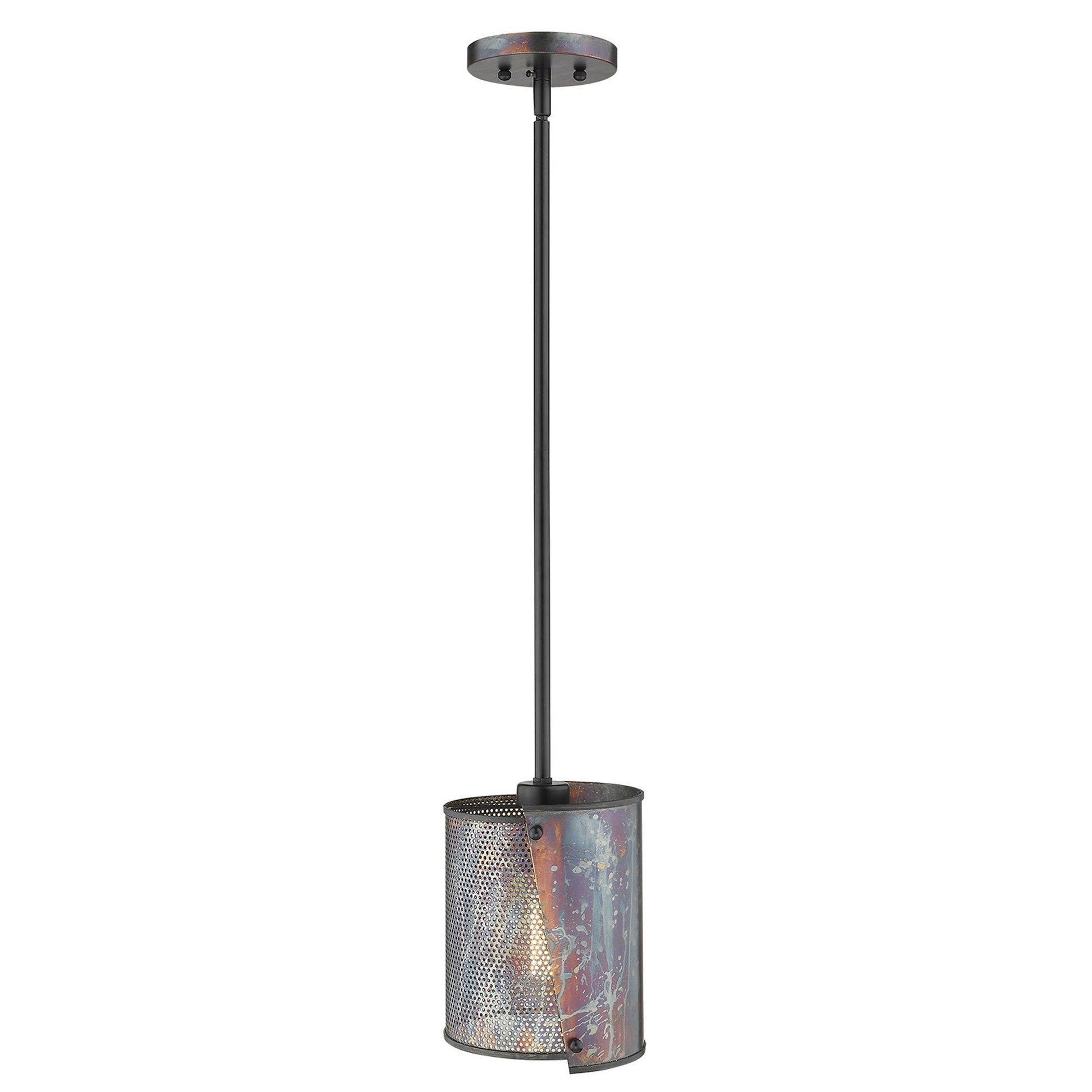 HomeRoots Ryker 1-Light Patina Pendant in Bronze Finish