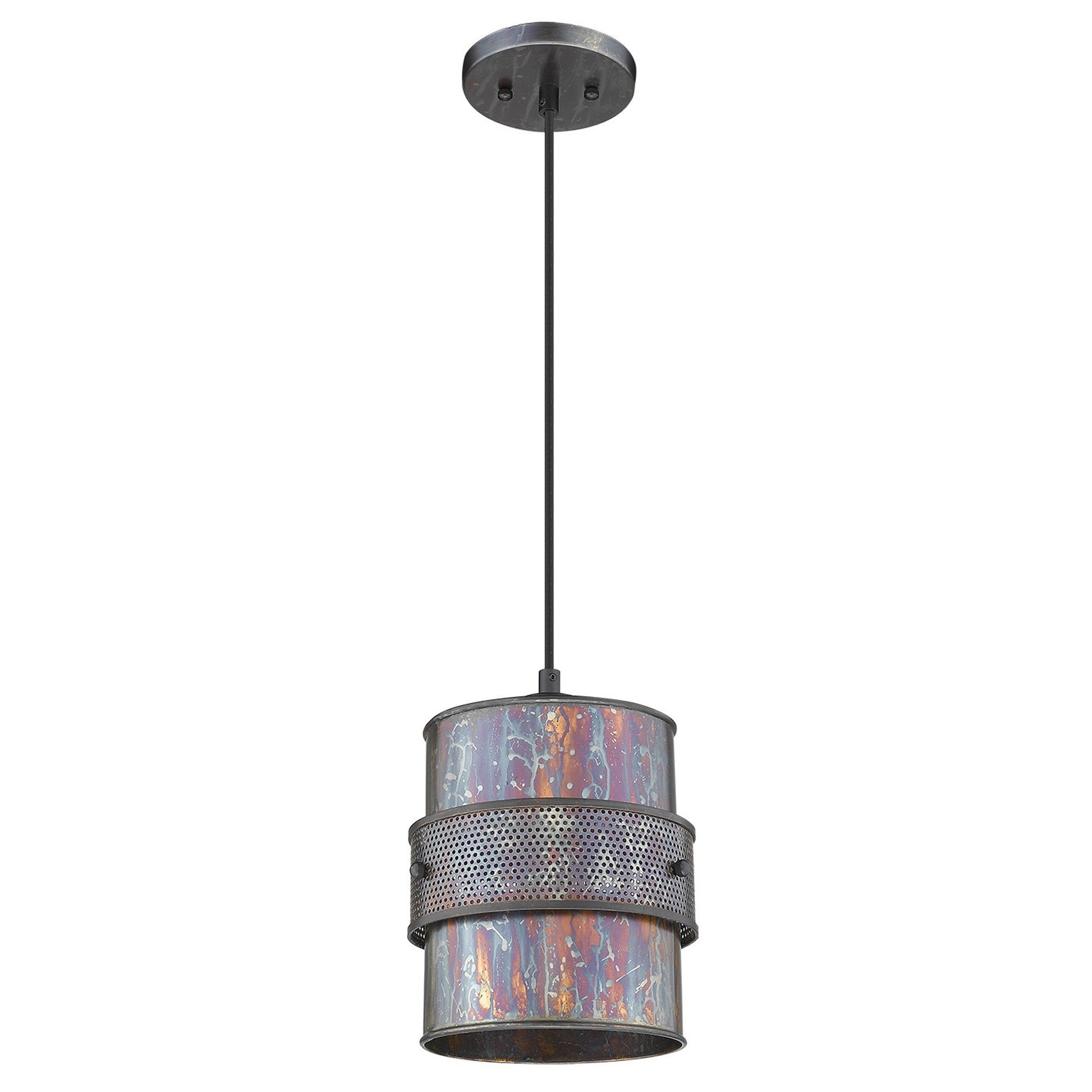 HomeRoots Ryker 1-Light Patina Pendant in Bronze Finish