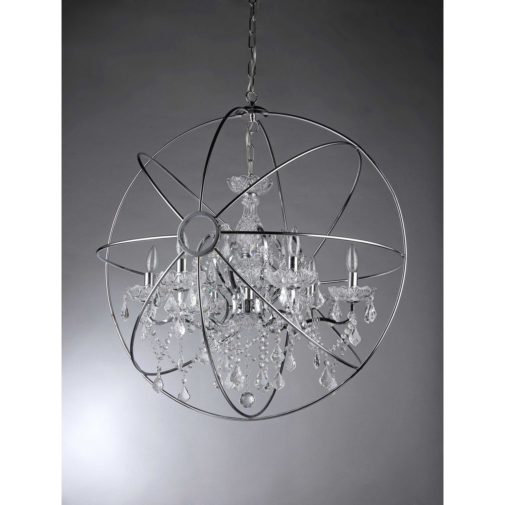 HomeRoots Saturn's Ring 22" Chandelier In Silver Finish