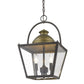 HomeRoots Savannah 3-Light Foyer Pendant With Raw Brass Accents And Clear Glass Panes in Oil-Rubbed Bronze Finish