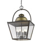 HomeRoots Savannah 6-Light Foyer Pendant With Raw Brass Accents And Clear Glass Panes in Oil-Rubbed Bronze Finish