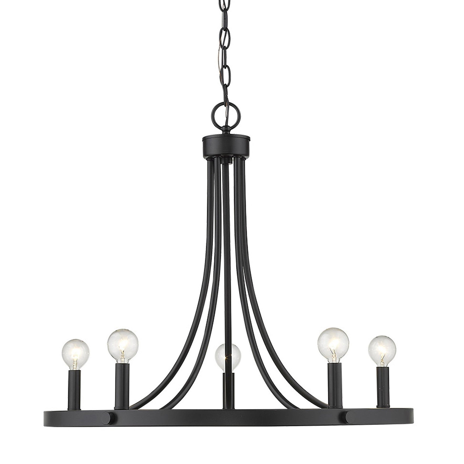 HomeRoots Sawyer 5-Light Chandelier in Matte Black Finish