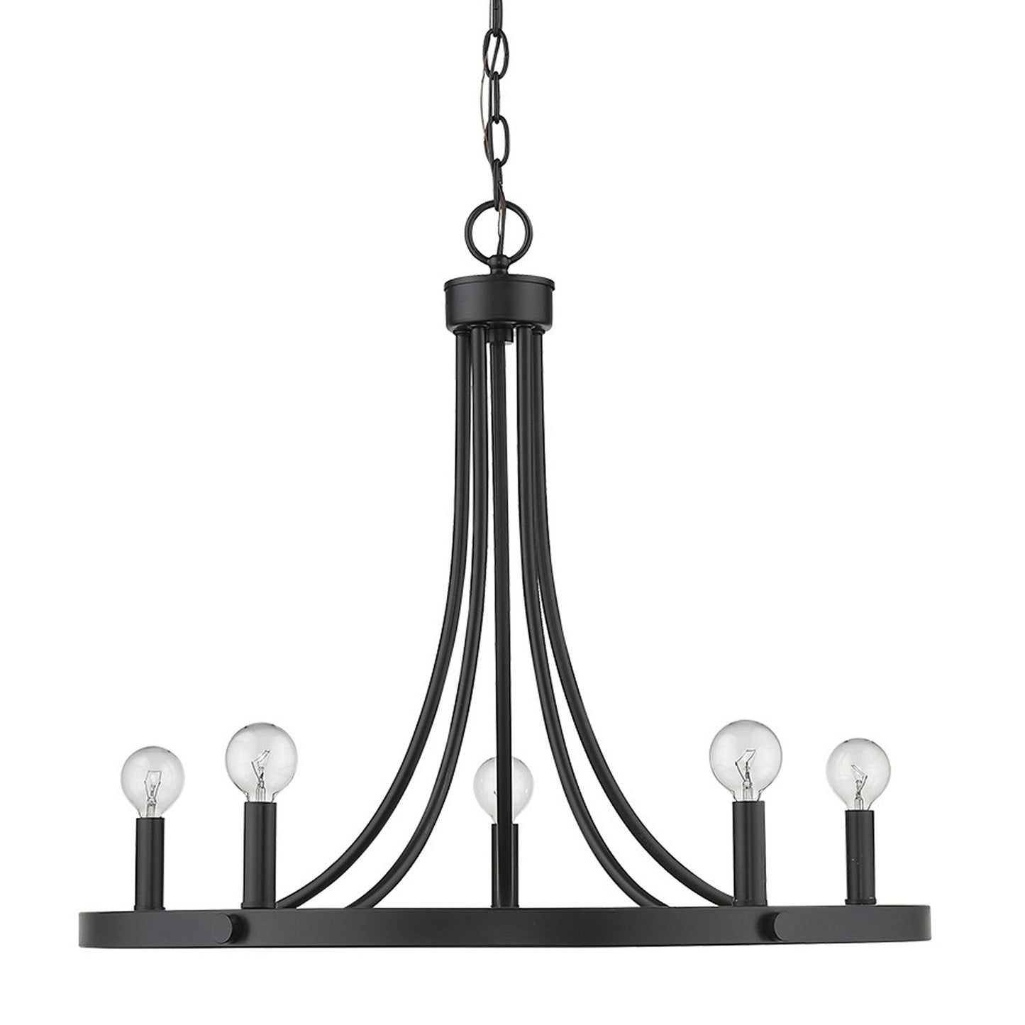 HomeRoots Sawyer 5-Light Chandelier in Matte Black Finish