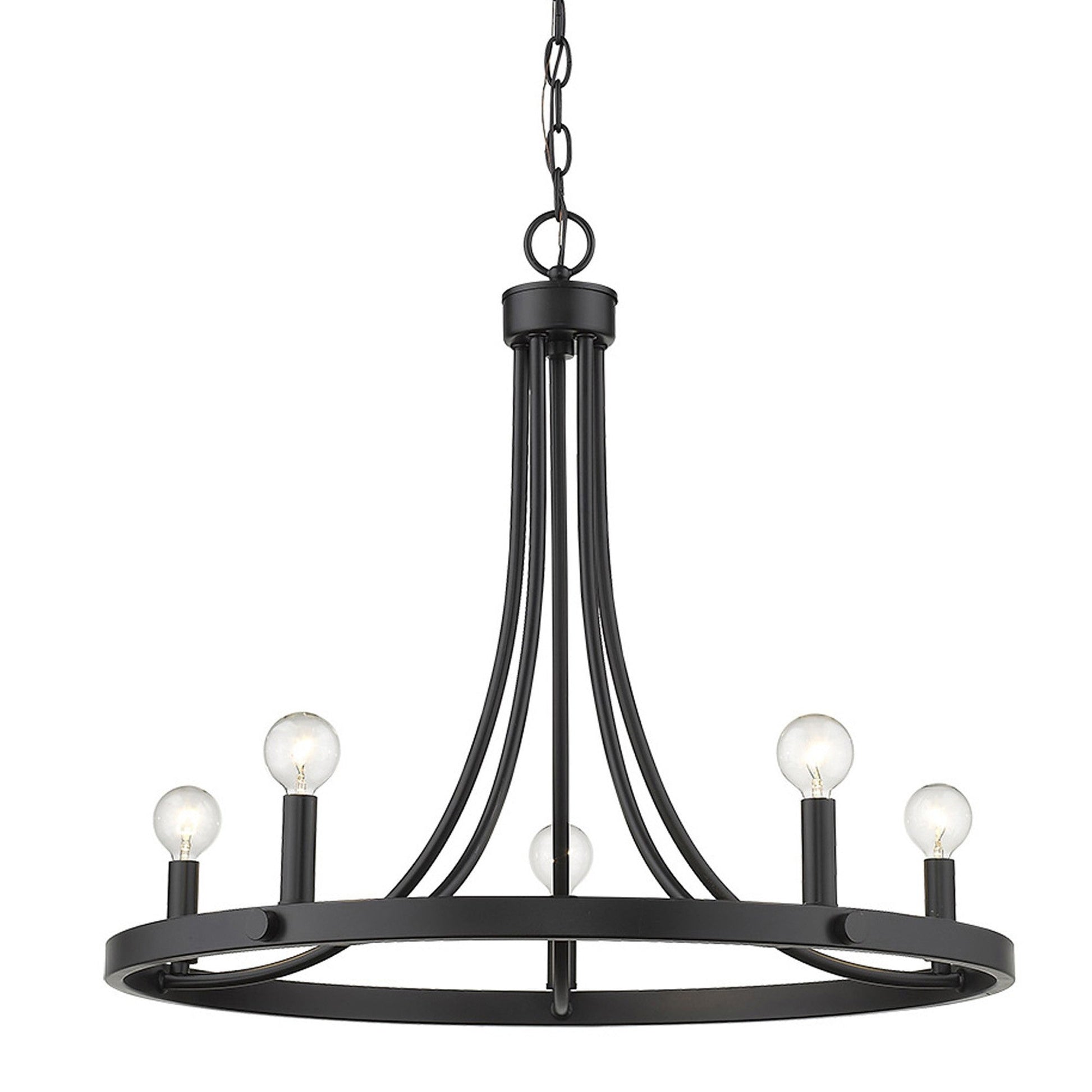 HomeRoots Sawyer 5-Light Chandelier in Matte Black Finish