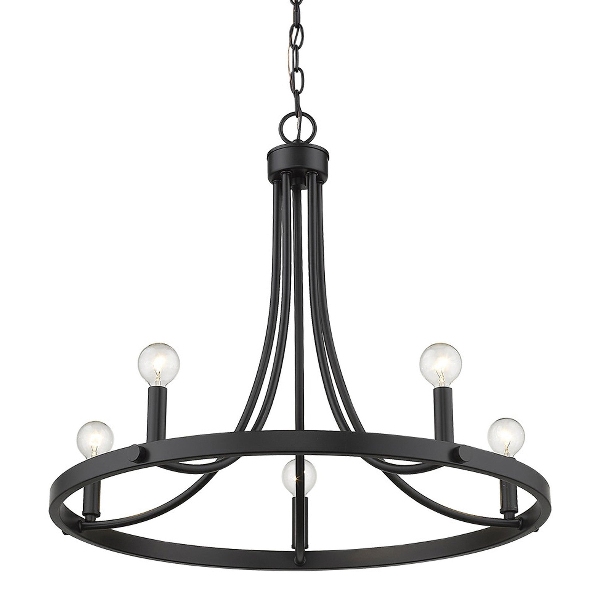 HomeRoots Sawyer 5-Light Chandelier in Matte Black Finish