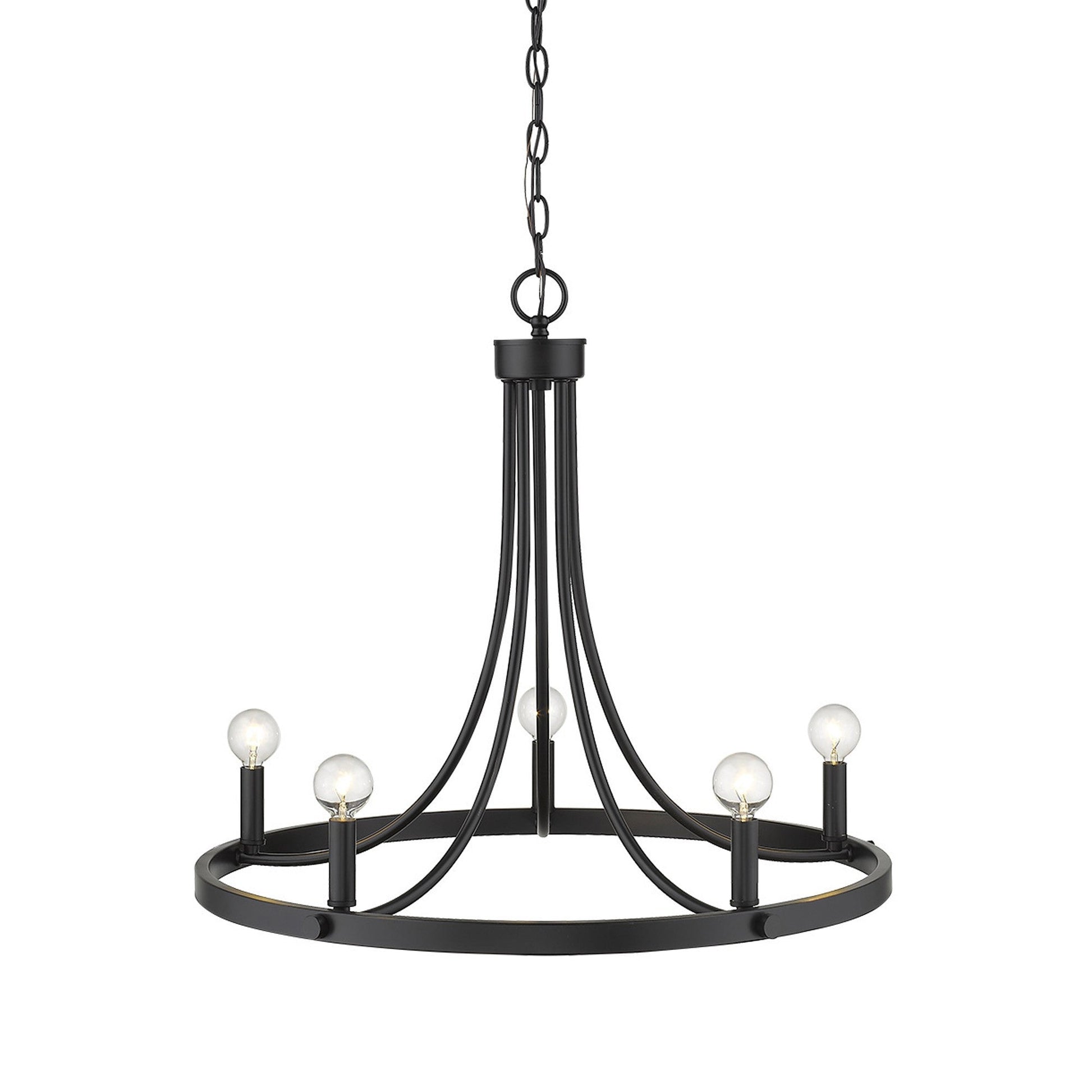 HomeRoots Sawyer 5-Light Chandelier in Matte Black Finish