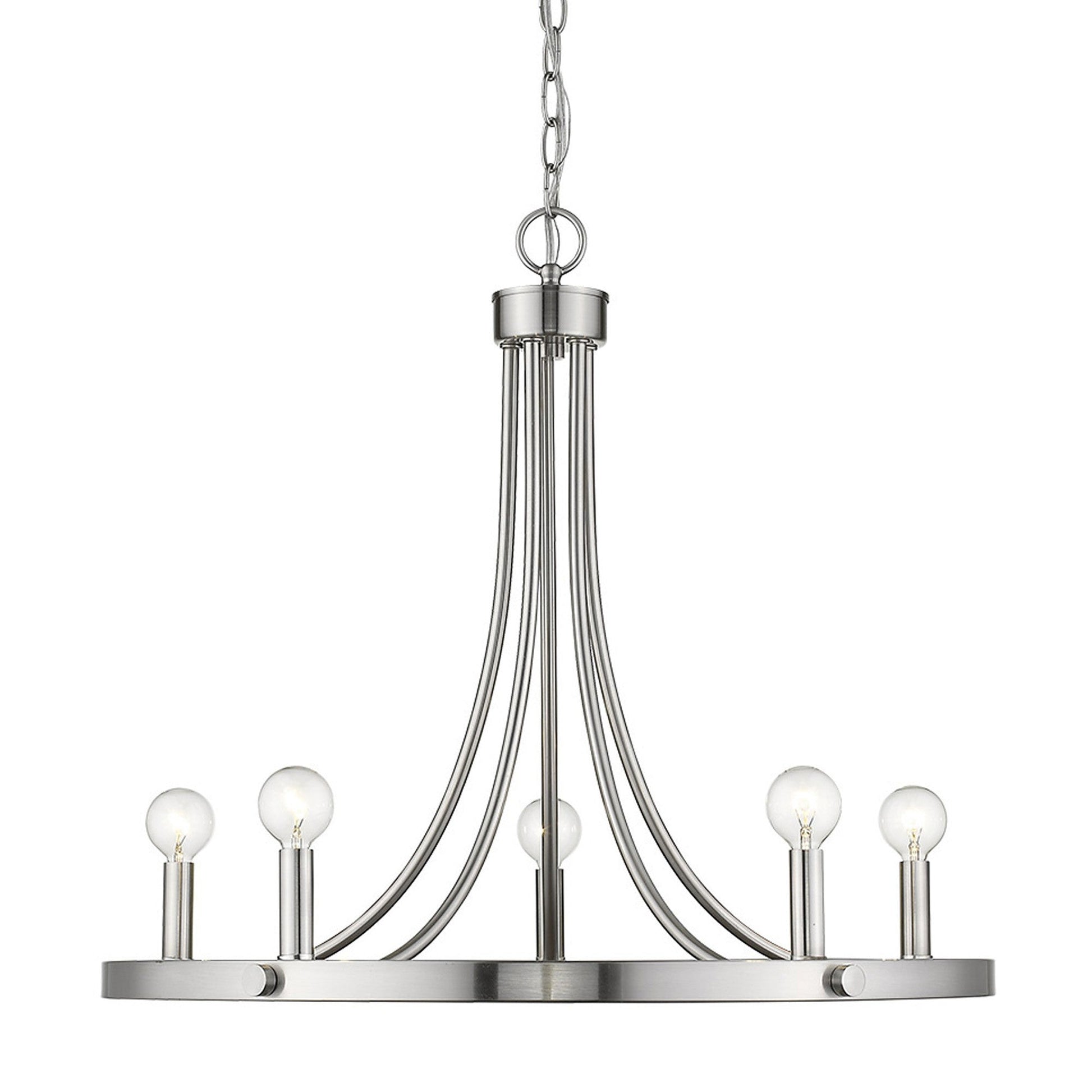 HomeRoots Sawyer 5-Light Chandelier in Satin Nickel Finish