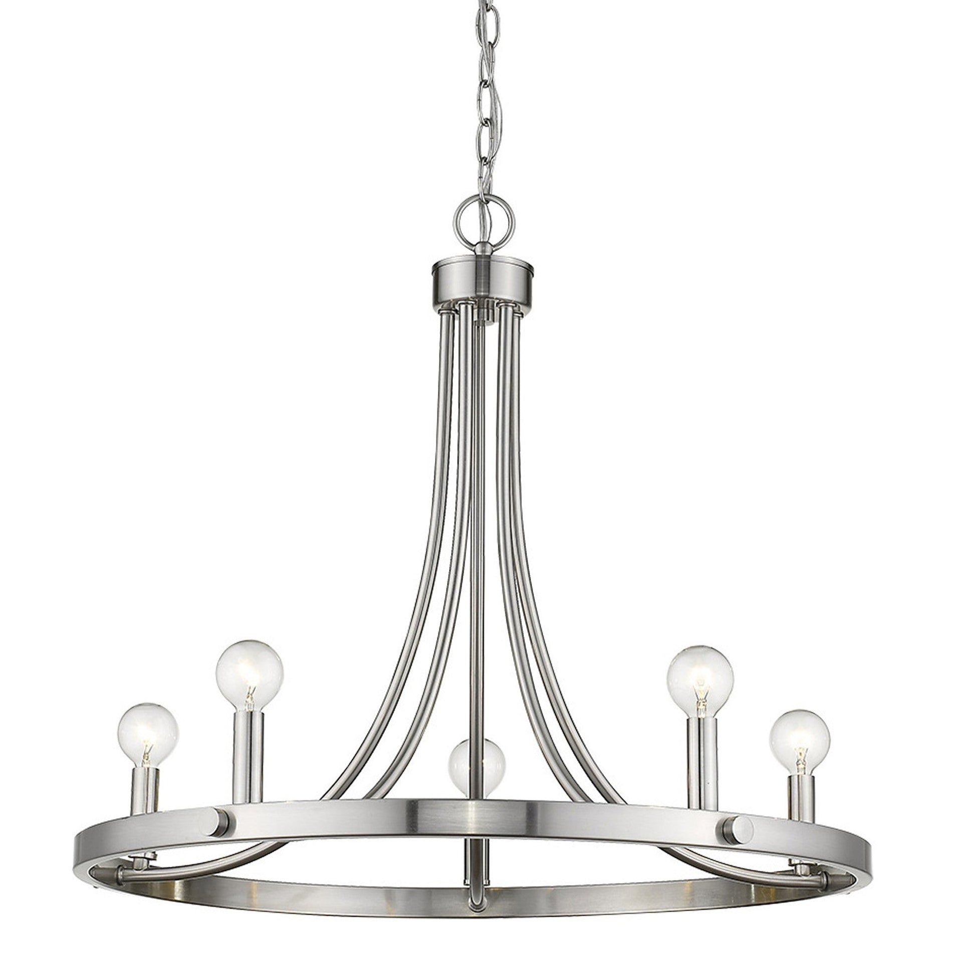 HomeRoots Sawyer 5-Light Chandelier in Satin Nickel Finish