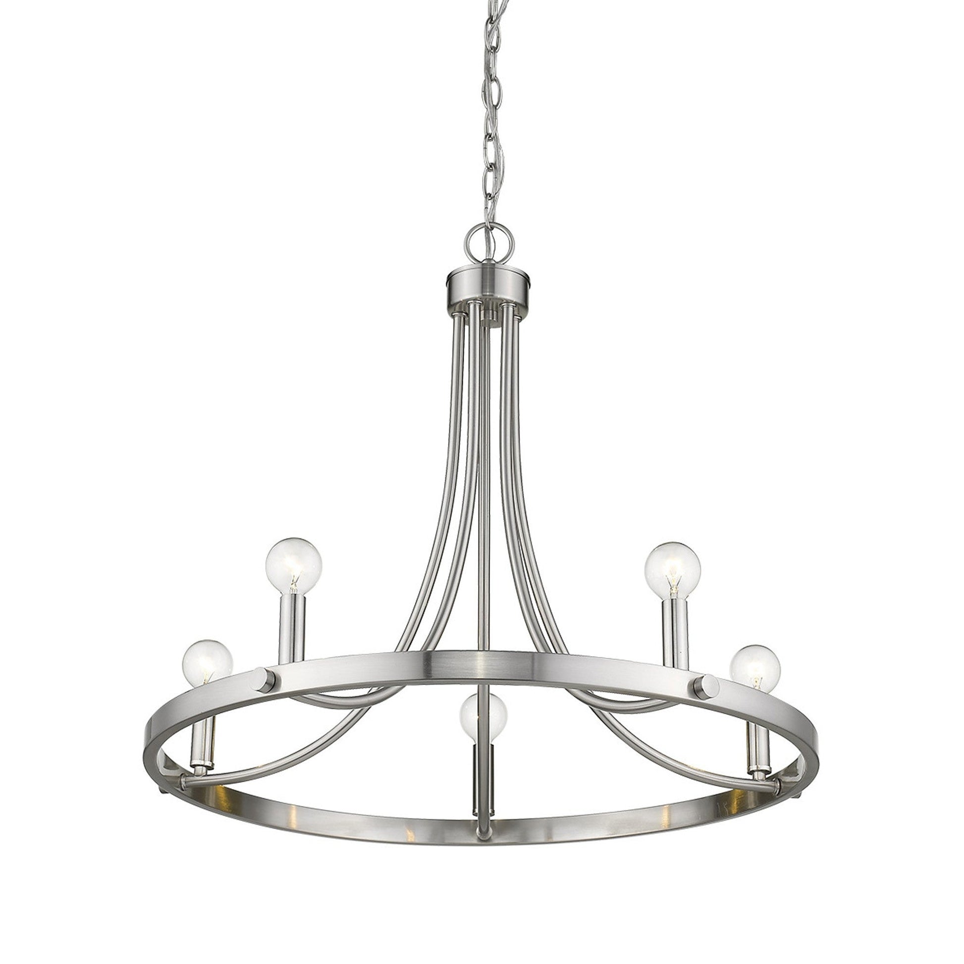 HomeRoots Sawyer 5-Light Chandelier in Satin Nickel Finish