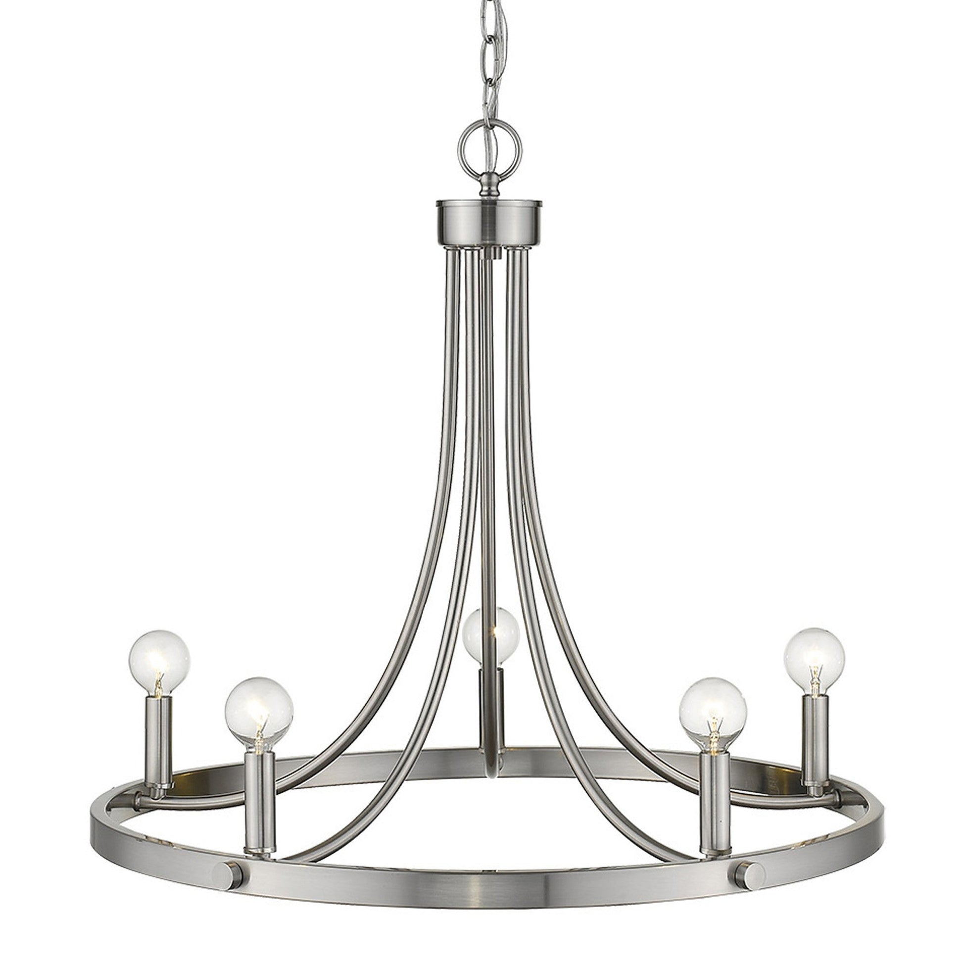 HomeRoots Sawyer 5-Light Chandelier in Satin Nickel Finish