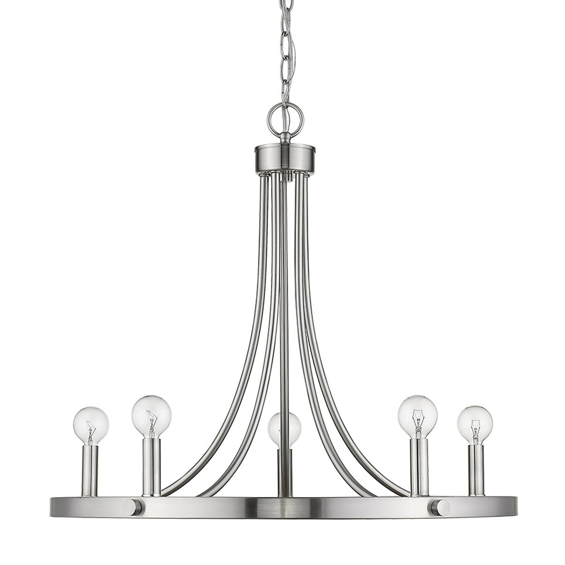 HomeRoots Sawyer 5-Light Chandelier in Satin Nickel Finish